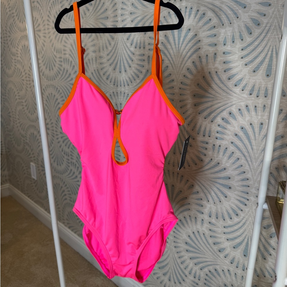 Kate Spade New with Tags Vibrant Pink One-Piece Swimsuit with Orange Straps